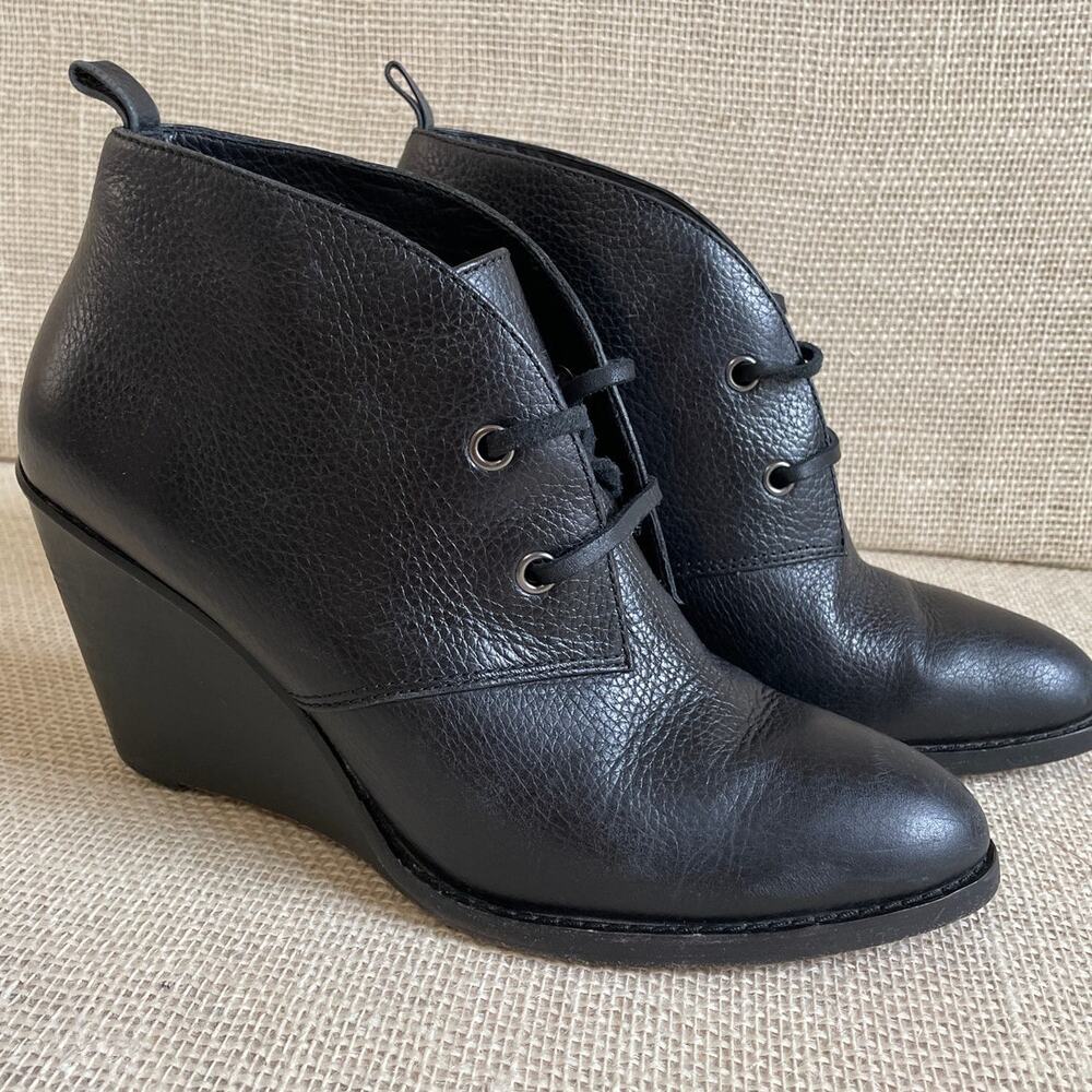 Cole Haan Grand OS All Black Leather Ankle Boots, 3.5 inch heels, Ladies size 9